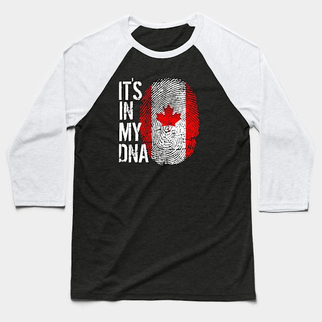 Canada Flag Fingerprint My Story DNA Canadian Baseball T-Shirt by Your Culture & Merch